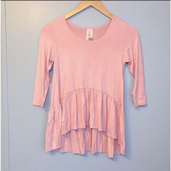 NWT Tru Luv 3/4 Sleeve Flowy Pink Top - Picture 2 of 8
